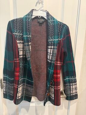Vintage Pendleton tartan plaid wool cardigan sweater Size S
